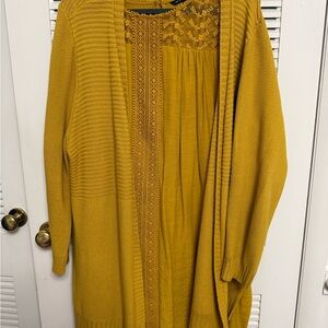 Zac & Rachel Mustard Cardigan and Linen dress